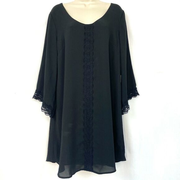 NWT ASTR the Label Lace Trim Shift Dress XL Mini Boho Whimsigoth Flowy - Picture 2 of 11